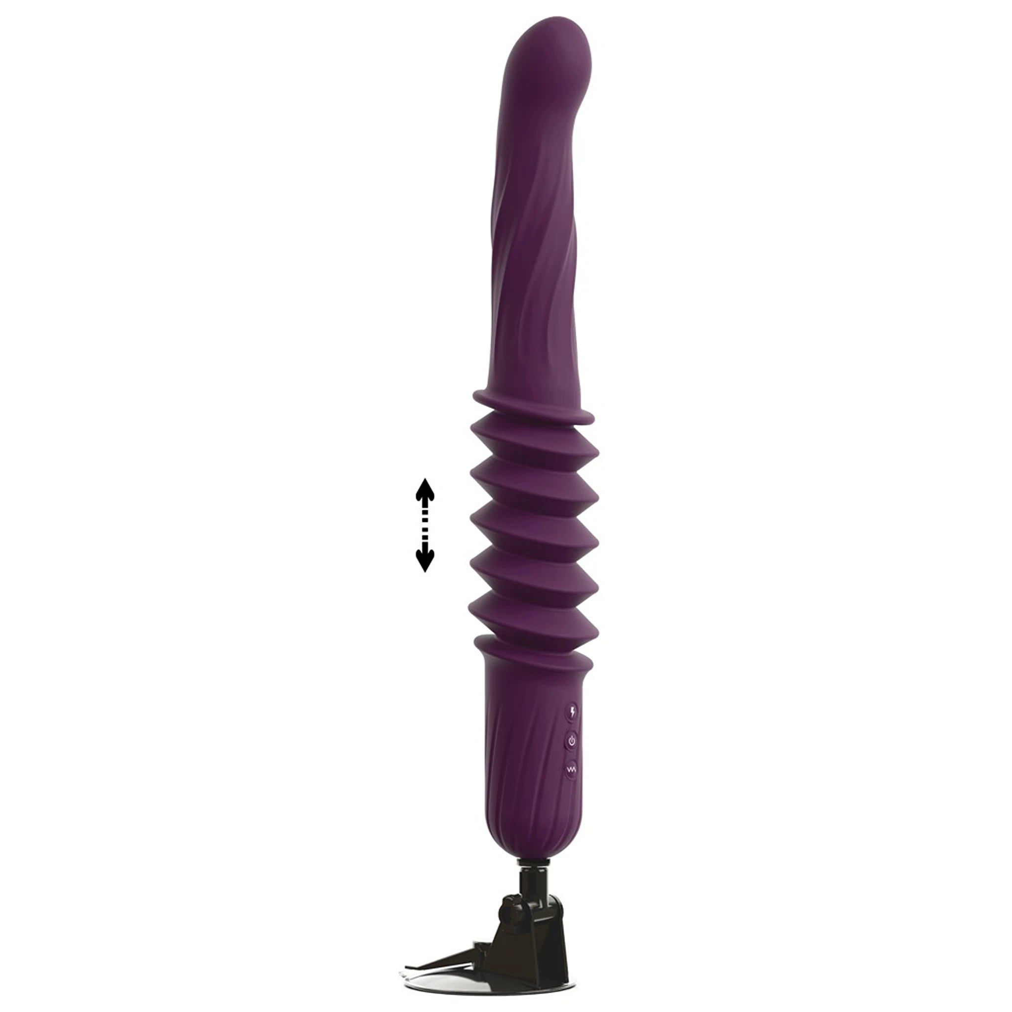Vibrador de Vaivém de Silicone com Aquecimento, Ventosa e Comando - Roxo
