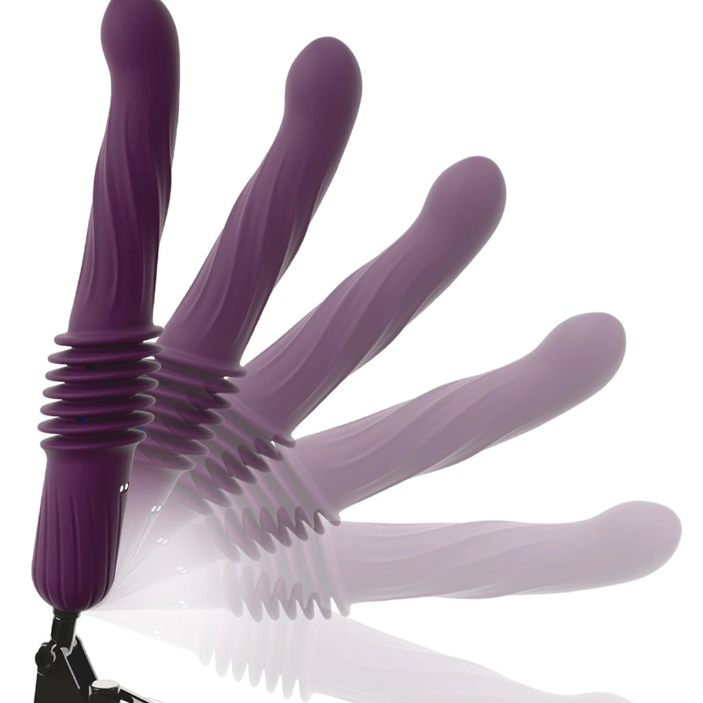 Vibrador de Vaivém de Silicone com Aquecimento, Ventosa e Comando - Roxo